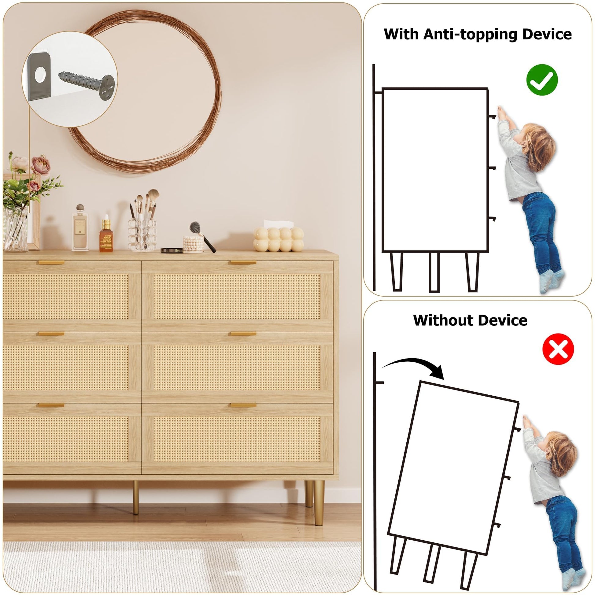 Cómoda Garvee versátil para dormitorio salón y habitación infantil